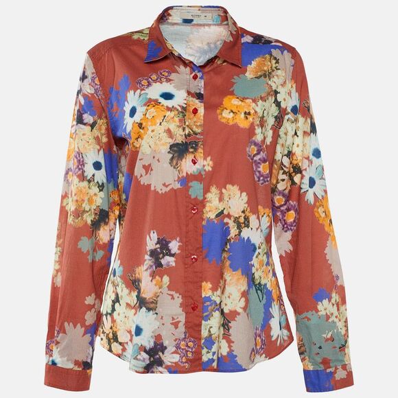 Etro Multicolor Floral Printed Cotton Long Sleeve Button Front Shirt L